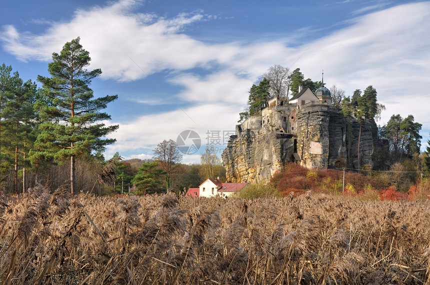 城堡岩岩石庄园风景堡垒日落旅游地标历史建筑纪念碑图片