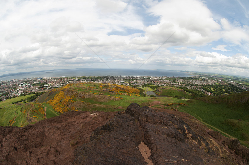 爱丁堡Arthurs的座位爬坡城市火山远足绿色游客旅游首都公园地质学图片