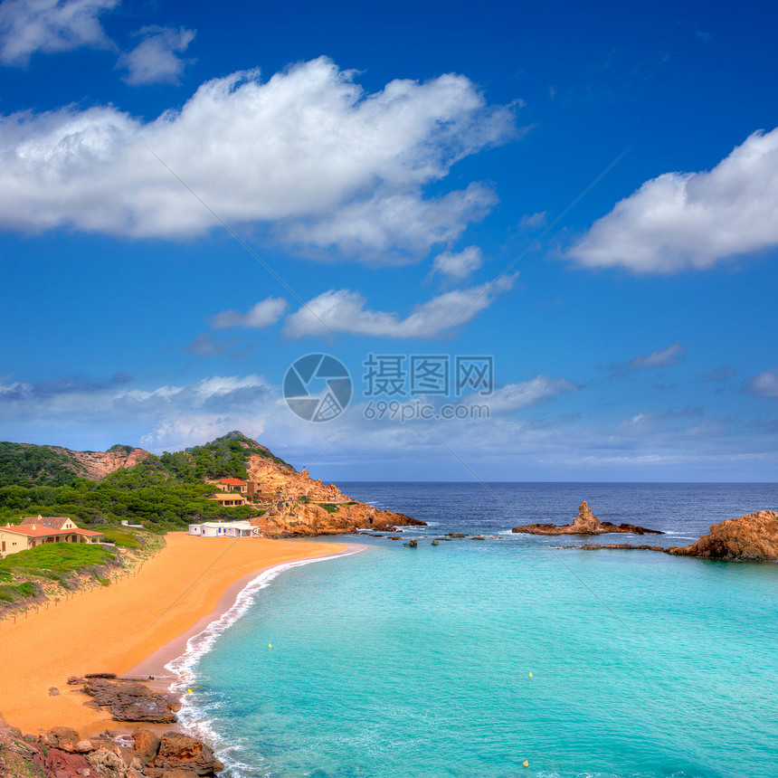 巴利阿里群岛Menorca的场景蓝色支撑天空海岸海洋太阳海景波浪石头图片