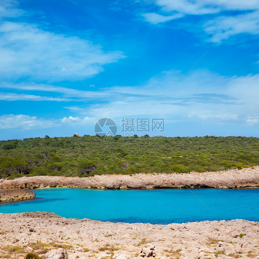 巴利阿里奇Ciutadella岛Talaier海滩天堂假期波浪海景蓝色支撑天空海岸线海岸泡沫图片