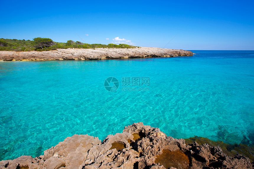 巴利阿里奇Ciutadella岛Talaier海滩假期海岸太阳天空石头晴天海岸线天堂海景泡沫图片