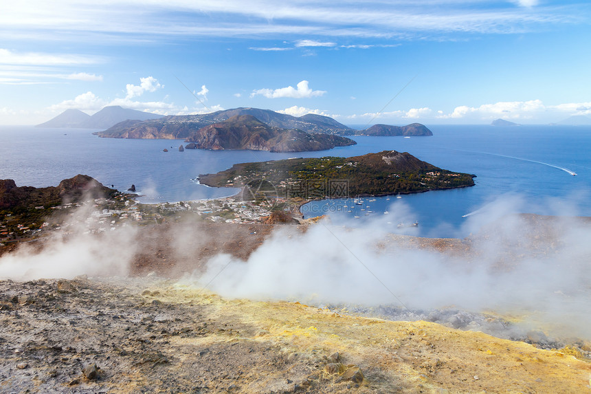 利帕里群岛活火山岩石日光环境海岸风神场景群岛旅行岛屿假期图片