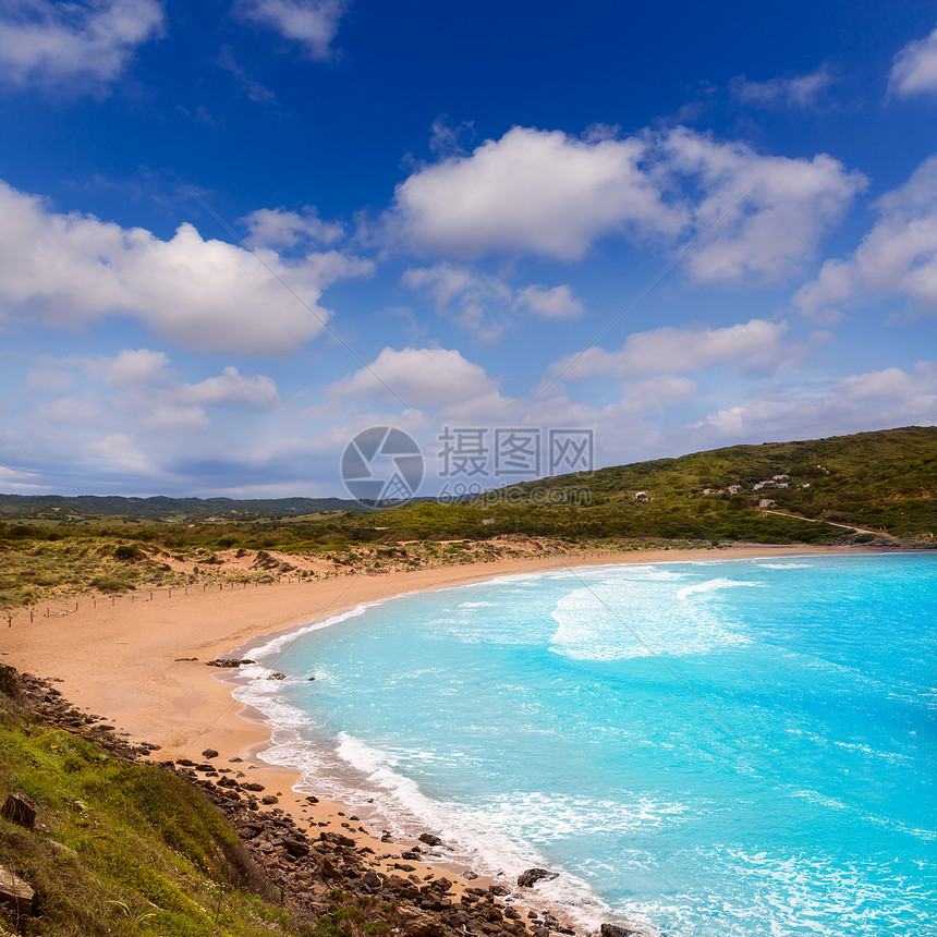 巴利阿里群岛海滩的Fornells场景支撑蓝色石头海岸波浪太阳地标天空海洋图片