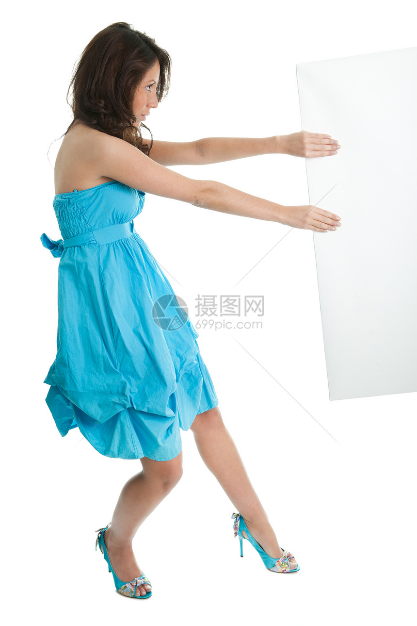 推动复制空间的优雅女性空白成人力量节目标语横幅木板卡片混血成功图片