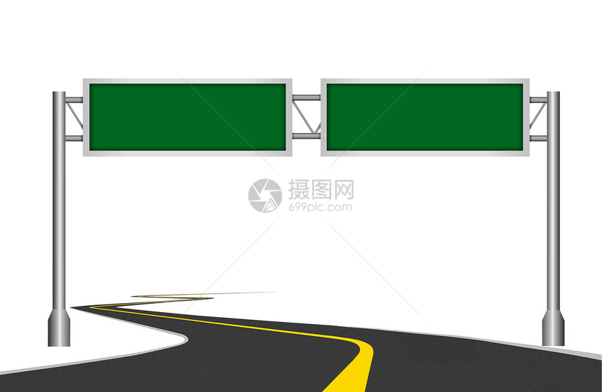 与高速公路标志委员会连接的曲线路图片