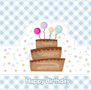 生日蛋糕巧克力生日蛋糕蛋糕卡片甜点装饰蜂蜜食物巧克力风格涂鸦面包师螺旋插画