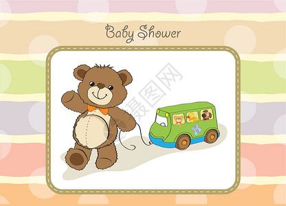 卡索拉带有可爱泰迪熊的婴儿淋浴卡男生洗礼庆典孩子新生公告插图淋浴喜悦玩具熊插画