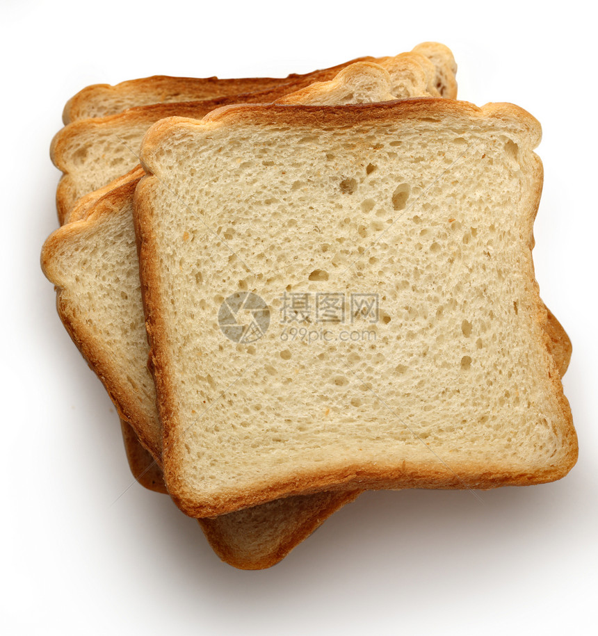 白背景上的面包切片大块头小麦食品化合物烹饪玉米食物碳水脆皮正方形图片