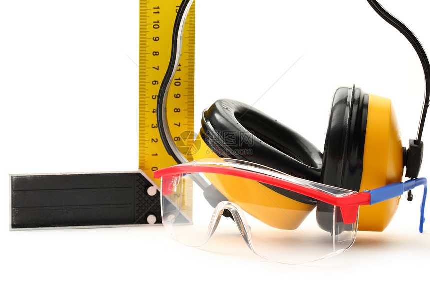 角标尺 护目镜和耳机图片