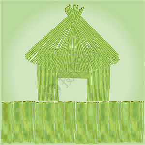 竹棚和竹栏插画