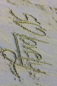 辨字透明素材沙上刻着的碑文边缘海浪海景地平线场景海洋阳光冲浪字法水平背景