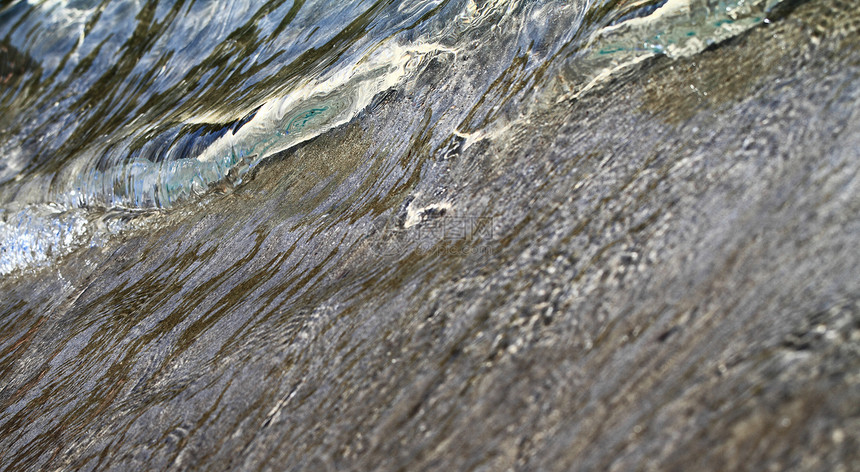 岸边的海水假期支撑银行晴天海滩棕色海浪美丽反射涟漪图片