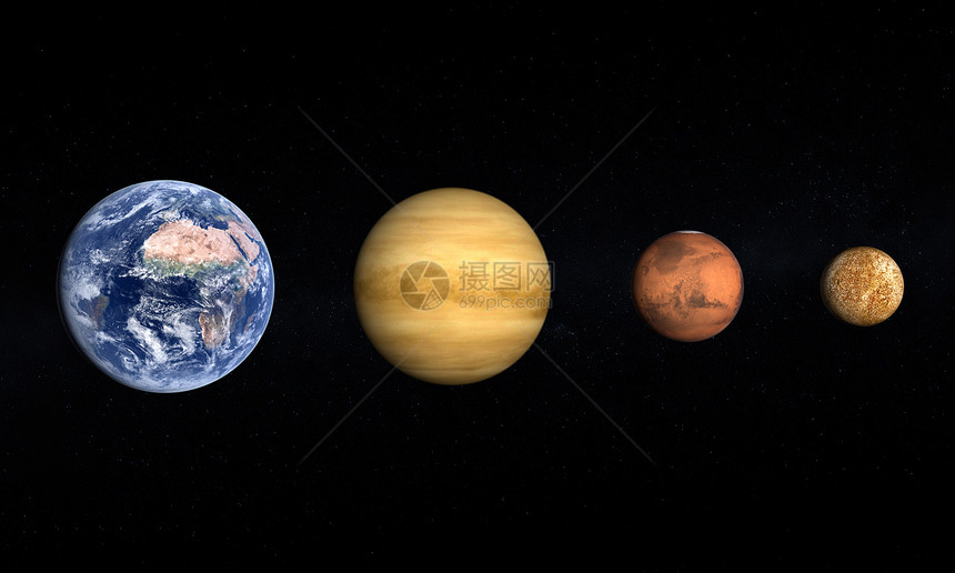 地球行星 金星火星和月球渲染轨道太阳科学月亮宇航员外星人星系星星太阳系图片