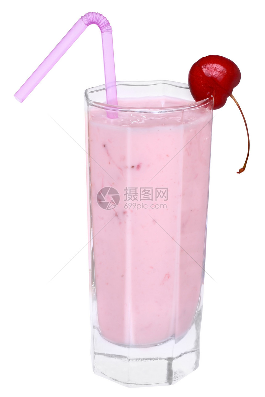 水果冰凉奶昔玻璃饮料果味草药酸奶绿色粉色稻草浆果图片