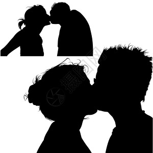 风情万种亲吻恋人蜜月插图订婚剪影异性夫妻风情浪漫幸福设计图片