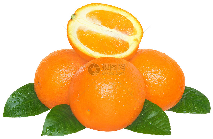 橙色叶子橙子水果食物图片
