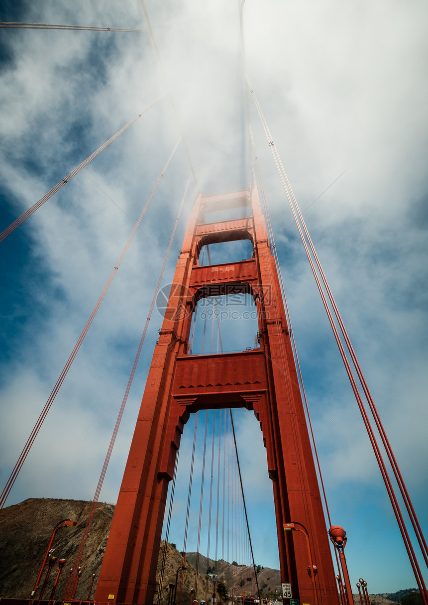 旧金山金门大桥建筑学历史性旅游工程日落运输蓝色纪念碑城市旅行图片