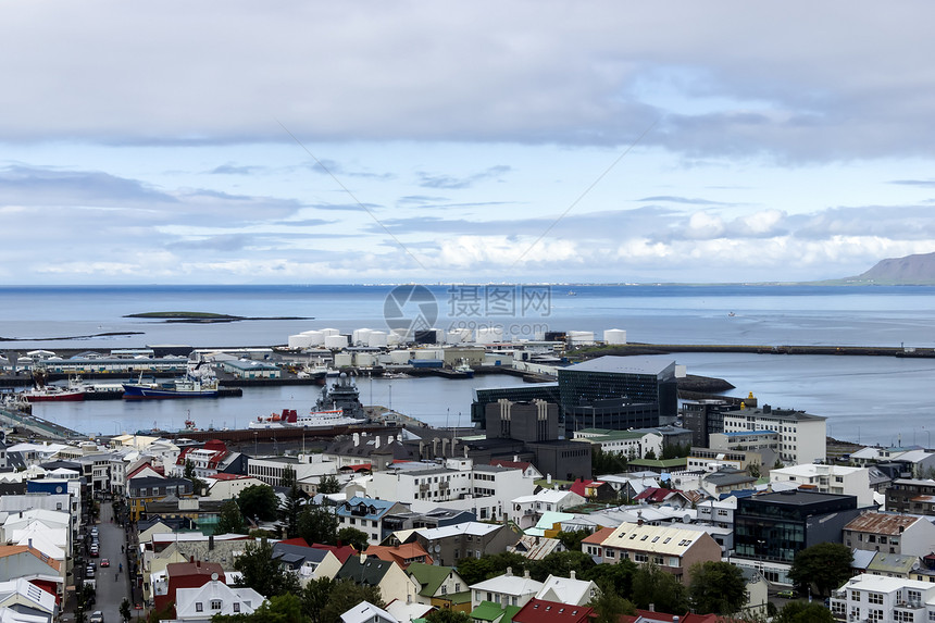冰岛雷克雅未克市中心蓝色旅行天线城市市中心场景景观天际天空图片