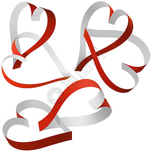 双心红色宏观双面设计白色插图元素丝带缠绕婚礼背景图片