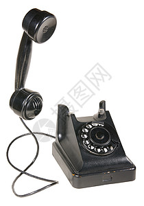 旧电话塑料黑色电缆听筒数字背景图片