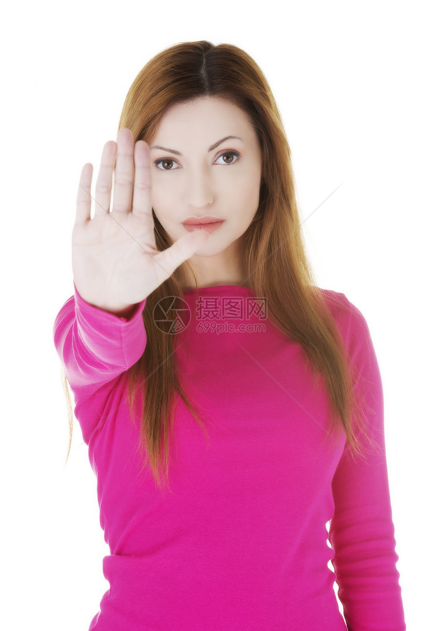 有吸引力的随意妇女展示手牵手的表演学生女性商业女士棕榈警告控制成人禁令情感图片