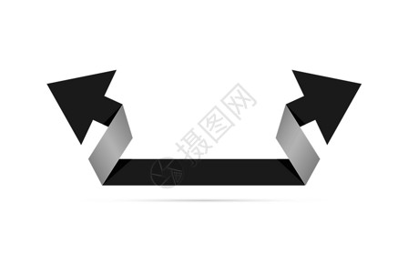 折纸风格箭指针空白金属横幅黑色创造力灰色互联网广告艺术背景图片