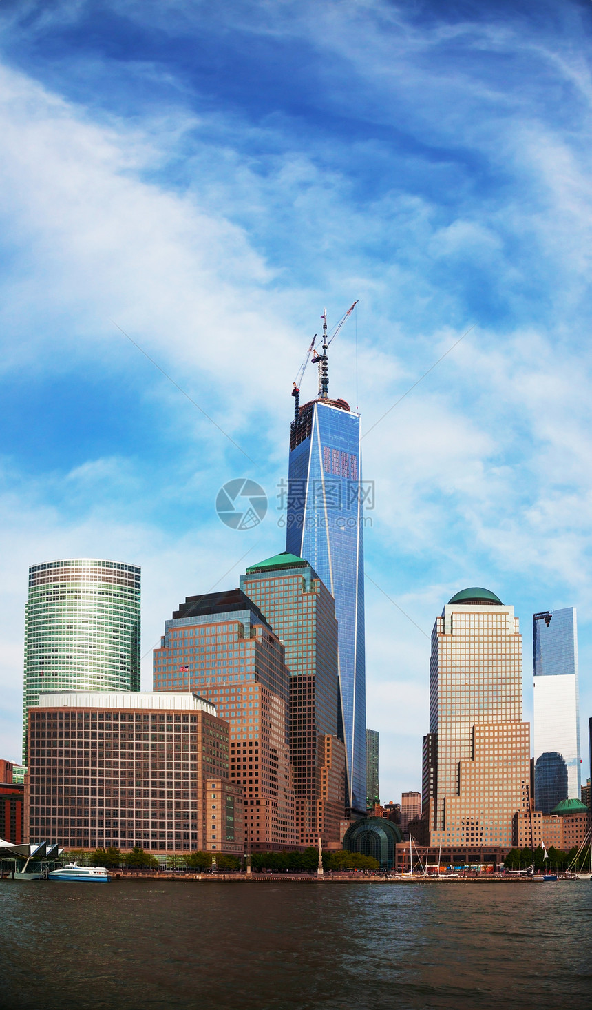纽约市城市风景金融景观码头摩天大楼旅行市中心日出城市天空图片
