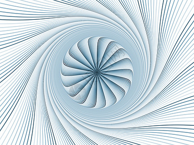几何旋转元素分形沉降回落漩涡径向中心运动蓝色渲染旋转几何射线设计背景