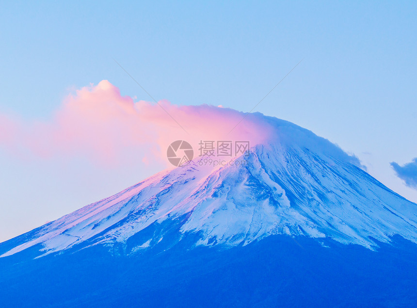 日出时藤山顶峰积雪冰镇植物阳光日落公吨粉色火山图片