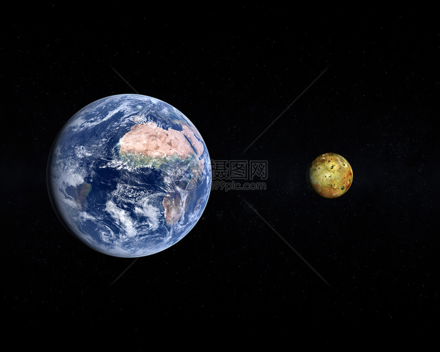 木卫与地球木星教育世界火山科学太阳系宇航员渲染轨道月亮图片