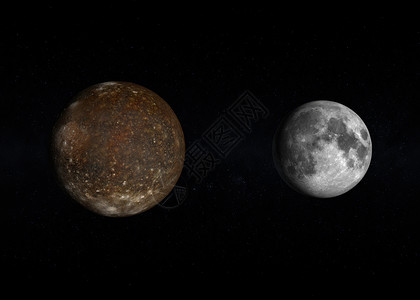 相撞喀列斯托和月球渲染宇航员太阳系科学轨道木星教育天文学背景