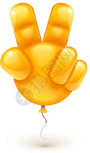 手指数字气球作为显示胜利的手标志成功空气橙子数字平衡计算飞行运气圆形财富插画