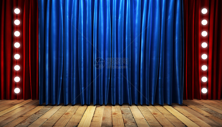 舞台蓝布幕奢华推介会画廊歌剧展示皇家出版物风格天鹅绒蓝色图片