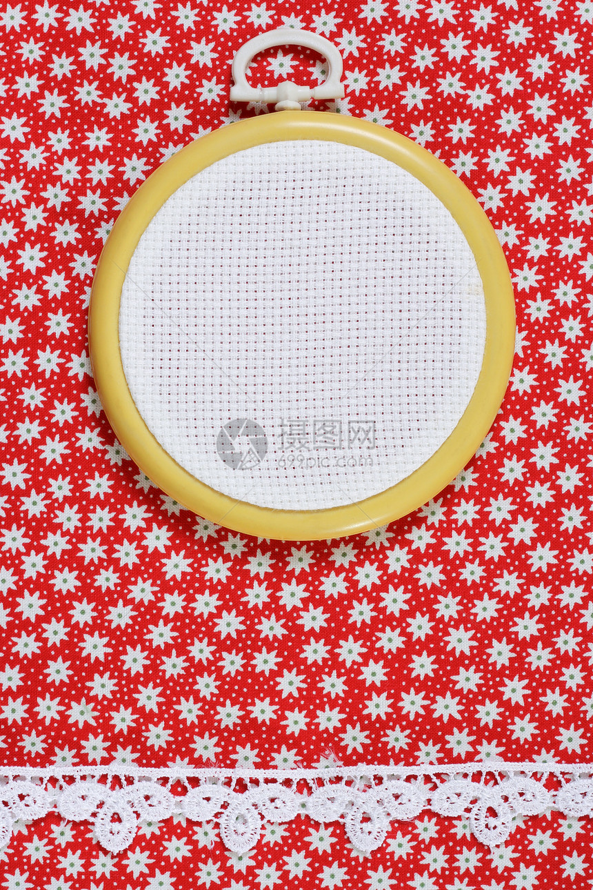 背景白色手工花朵蕾丝棉布爱好织物风格圆形纤维图片