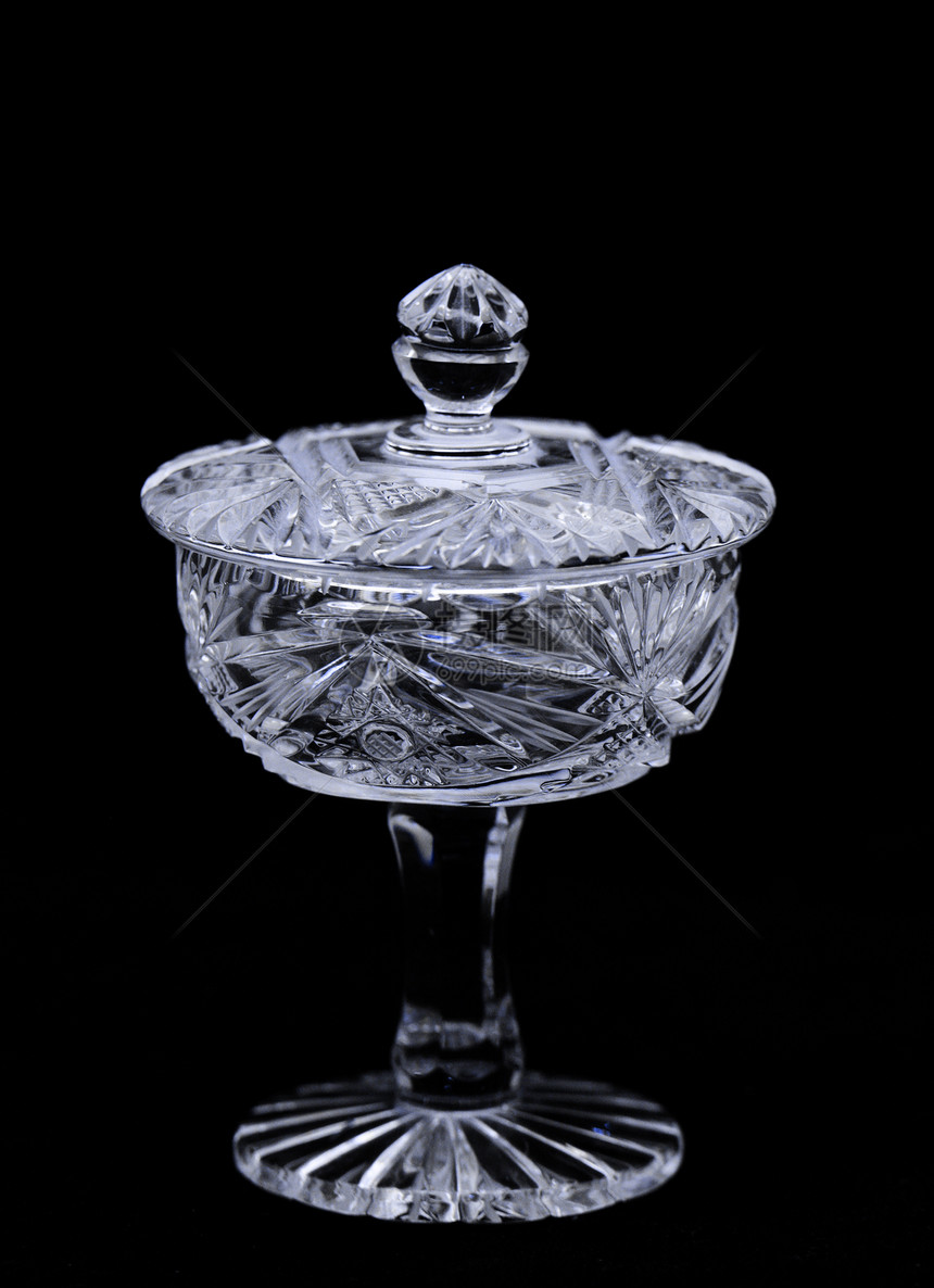 具有盖盖的古董光晶水晶容器黑色白色餐厅宗教杯子传统照片高脚杯装饰品持有者图片