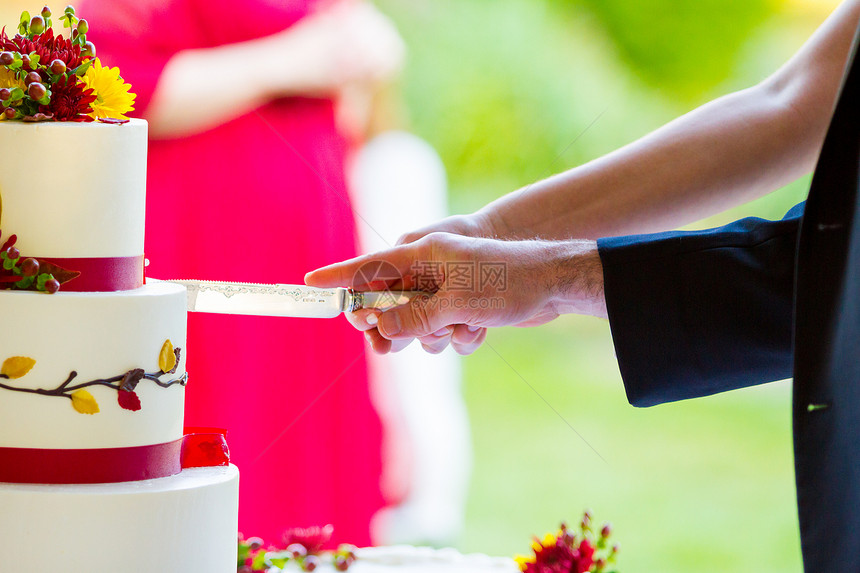 切蛋糕接待处派对新娘新郎甜点婚宴接待食物白色婚礼糖果图片