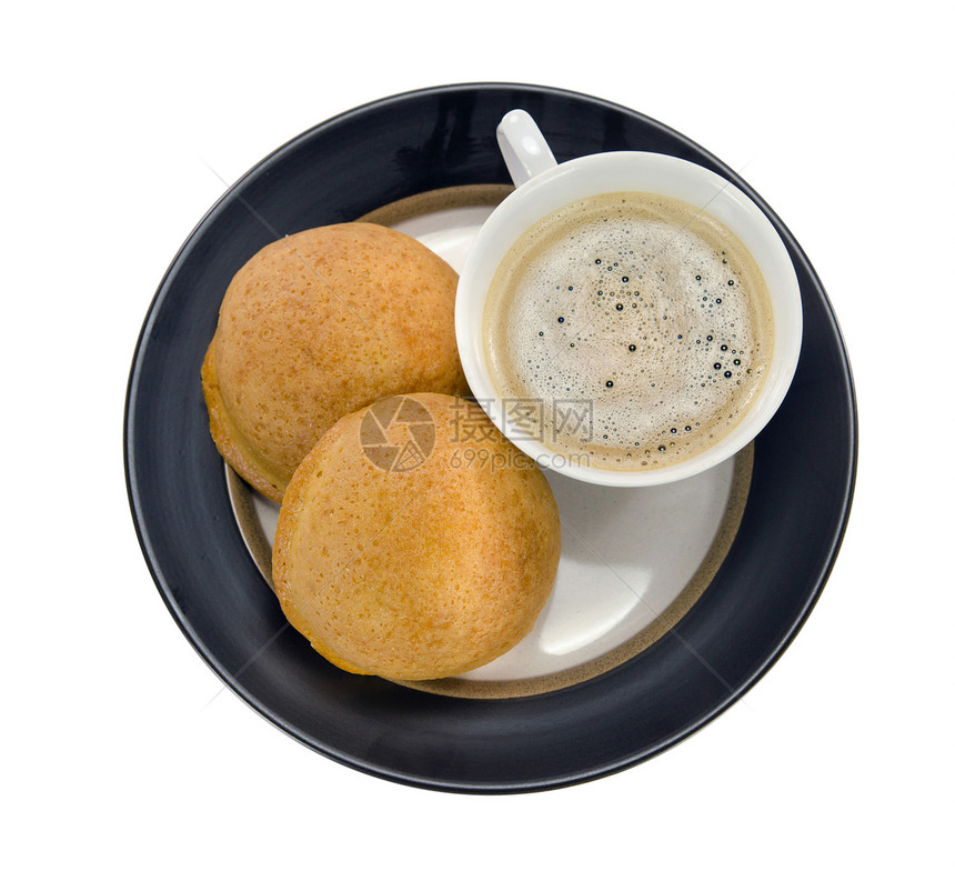 咖啡和面包小吃饮料棕色美食食物盘子早餐白色甜点杯子图片