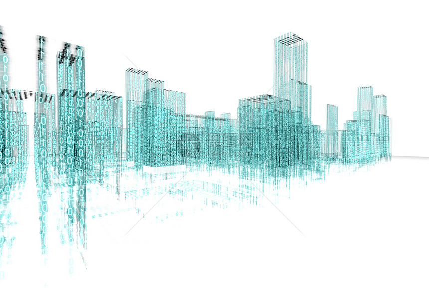 抽象建筑结构蓝色蓝图语言盒子技术城市商业房子市中心投射图片