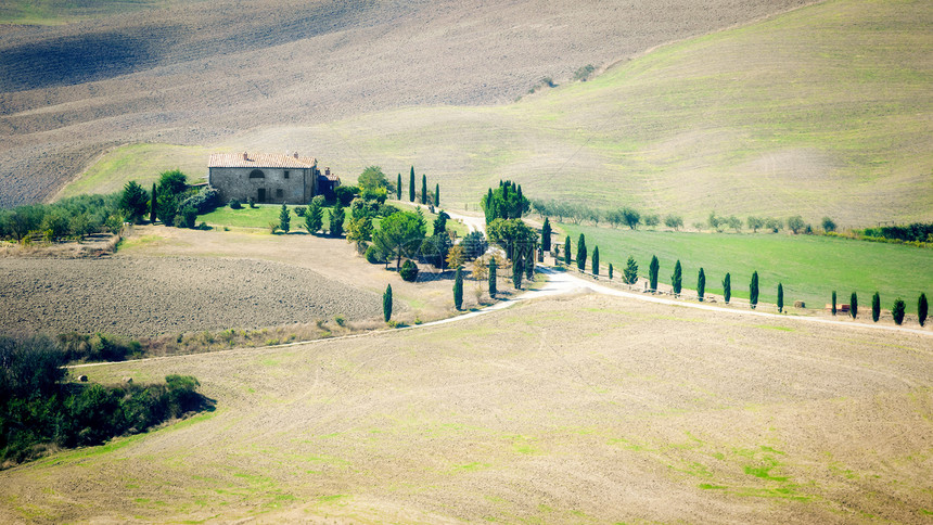 Pienza 景观草地农场蓝色国家爬坡季节丘陵环境农业农村图片