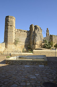 马切纳旧城墙旅游村庄城市旅行广场历史墙壁正方形石头鹅卵石背景