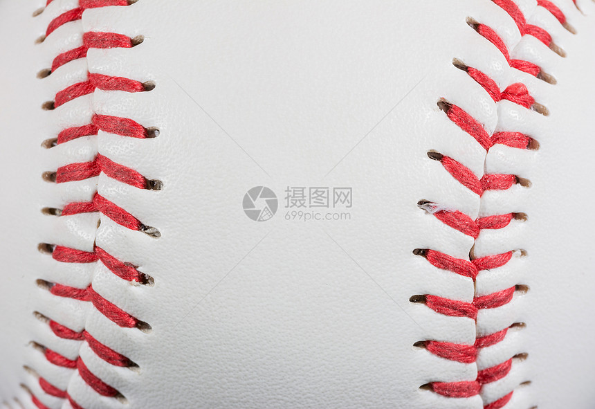 垒球棒球篮球框架红色接缝缝合运动白色皮革缝线宏观图片