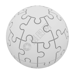 由谜题组成的球体白色计算机闲暇解决方案地面灰色马赛克圆圈团体命令背景图片