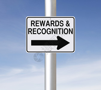 奖赏和表彰奖项天空概念指示牌路标成就蓝色管理警告白色背景图片