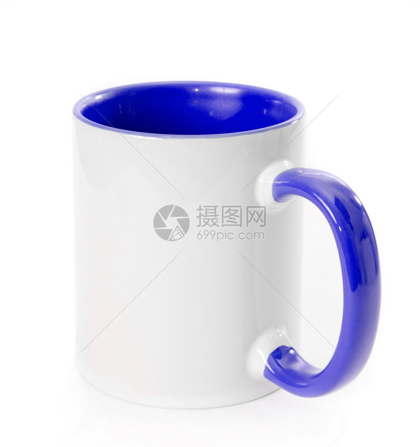 白的杯子饮料反射陶瓷厨房制品茶碗蓝色空白咖啡店厨具图片