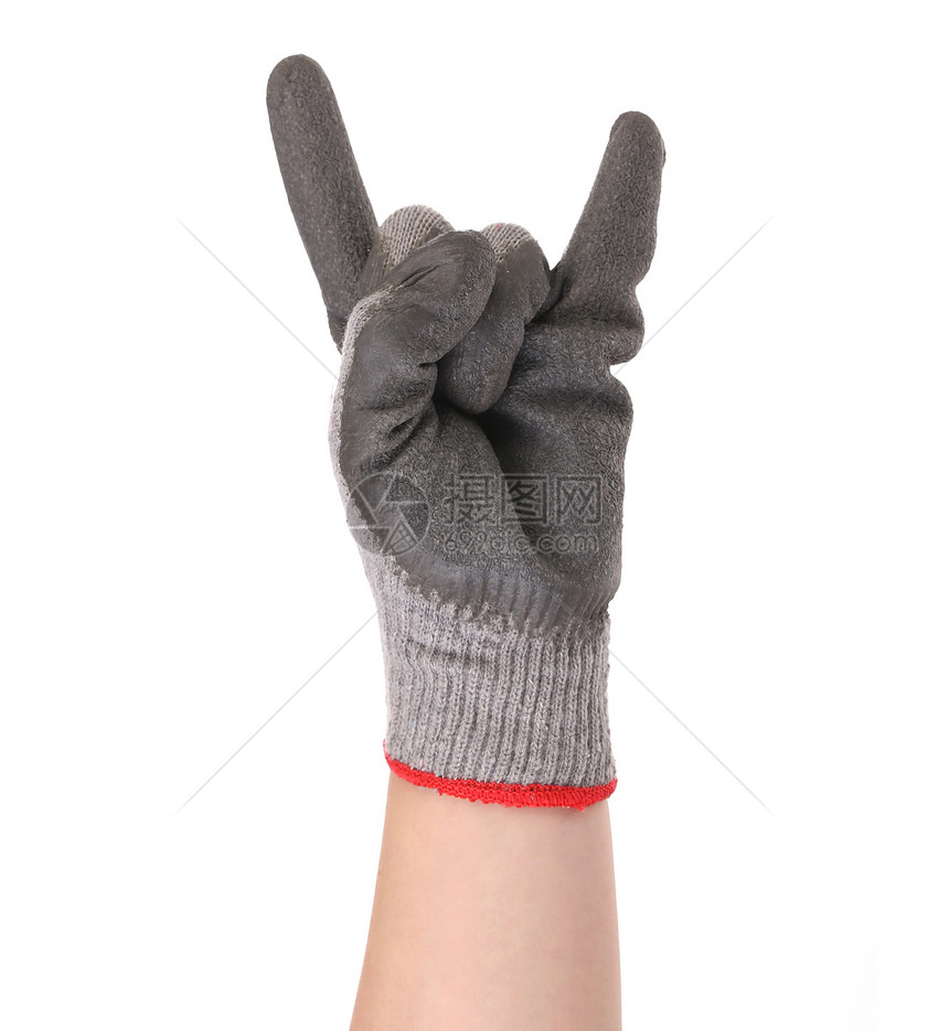 手在橡胶手套上显示岩石标志展示生活织物家务衣服卫生工作药品手指家庭图片