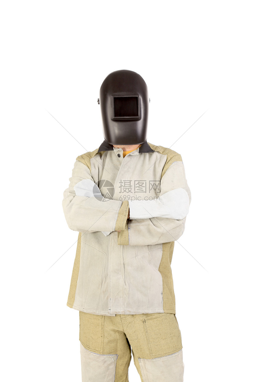 戴手套的焊接器维修金属服务面具员工职业工人头盔男人工具图片