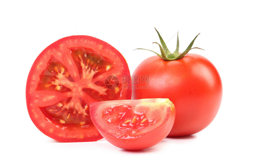 红番茄蔬菜黄色绿色水果圆形红色白色静物叶子图片