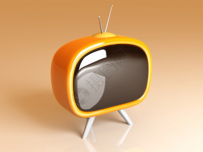 Retro Tv 重试Tv展示娱乐播送橙子电子产品播客广告屏幕黄色宣传背景图片