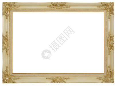 白色图片框复古复兴空白相框镜框长方形艺术木头背景图片