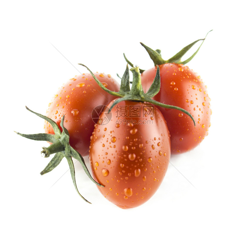 新鲜樱桃新西红柿营养蔬菜红色饮食绿色工作室水果白色团体食物图片